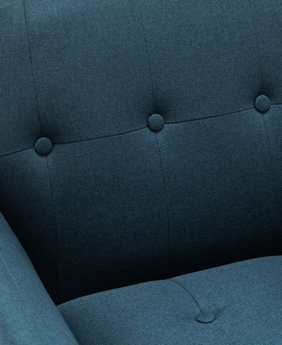 Convenience Concepts 30" Polyester Andy Mid Century Modern Accent Lounge Armchair In Dark Blue Fabric,espresso