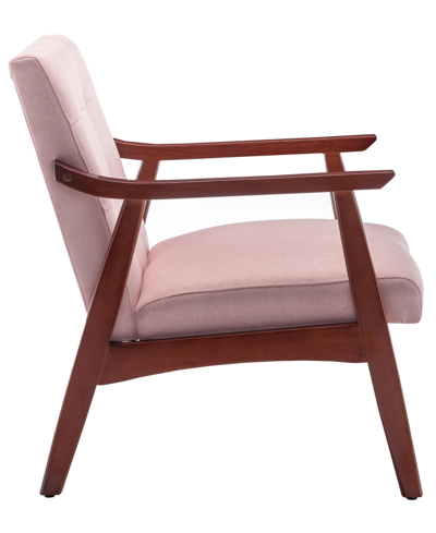 Convenience Concepts 27.5" Faux Linen Natalie Accent Chair In Pearl Pink Fabric,espresso