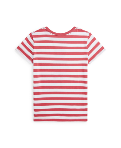 Shop Polo Ralph Lauren Big Girls Striped Polo Bear Cotton Jersey T-shirt In Nantucket Red Stripe
