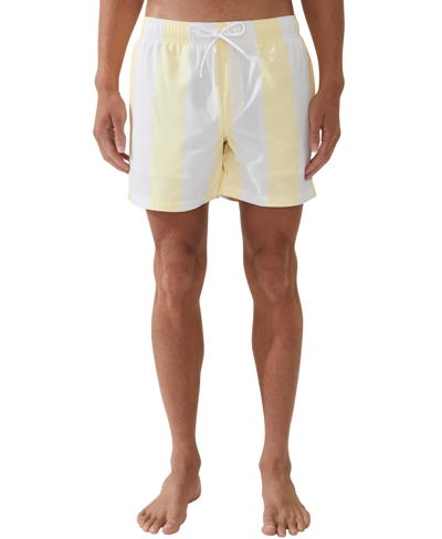Shop Cotton On Men's Stretch Swim Shorts In Lemon Stripe