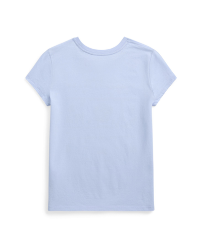 Shop Polo Ralph Lauren Big Girls Polo Bear Cotton Jersey T-shirt In Blue Hyacinth