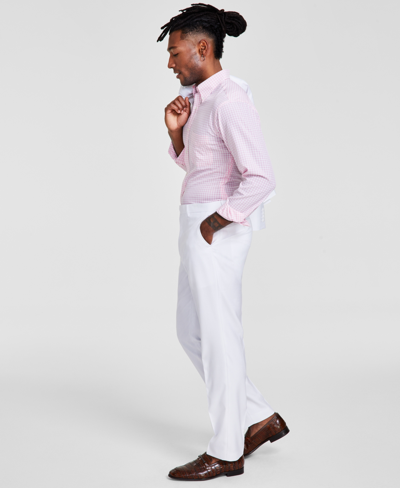 Shop Tayion Collection Men's Classic-fit Solid Suit Pants In White Solid