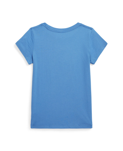 Shop Polo Ralph Lauren Toddler And Little Girls Polo Bear Cotton Jersey T-shirt In New England Blue
