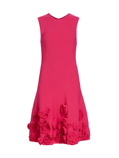 Shop Lela Rose Women's Penelope Knit Rosette Midi-dress In Magenta