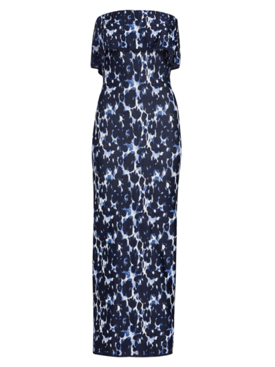 Shop Lela Rose Women's Alexandra Strapless Maxi Dress In Navy Multi