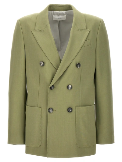 Shop Ami Alexandre Mattiussi Double-breasted Blazer In Green