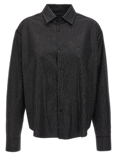Shop Giuseppe Di Morabito Rhinestone Shirt Shirt, Blouse In Black