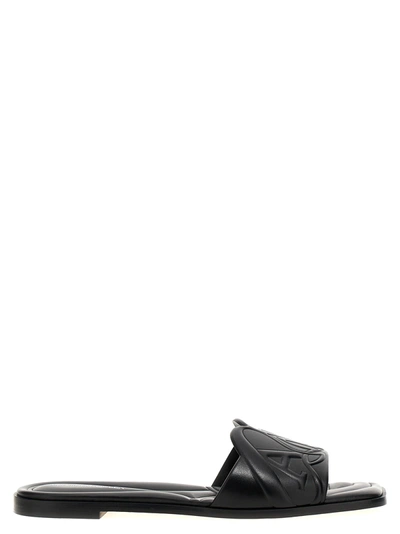 Shop Alexander Mcqueen Seal Sandals In Black