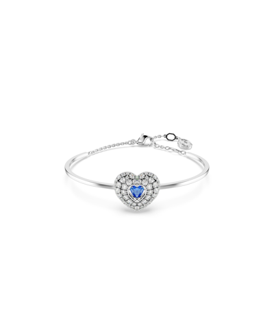 Swarovski Hyperbola Bangle, Heart, Blue, Rhodium Plated In Multicolored