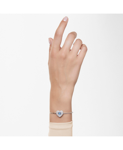 Swarovski Hyperbola Bangle, Heart, Blue, Rhodium Plated In Multicolored