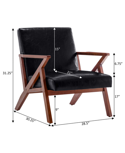 Convenience Concepts 28.5" Faux Leather Cliff Mid-century Modern Accent Armchair In Black Faux Leather,espresso
