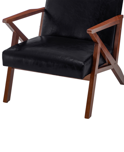 Convenience Concepts 28.5" Faux Leather Cliff Mid-century Modern Accent Armchair In Black Faux Leather,espresso