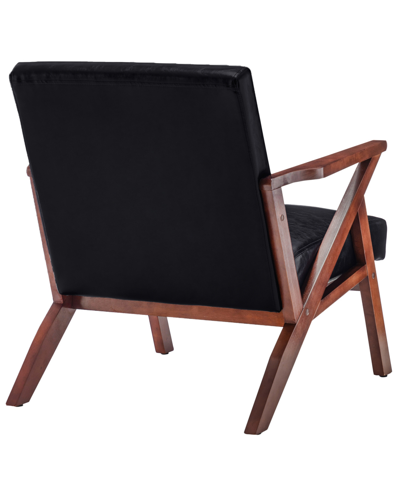 Convenience Concepts 28.5" Faux Leather Cliff Mid-century Modern Accent Armchair In Black Faux Leather,espresso