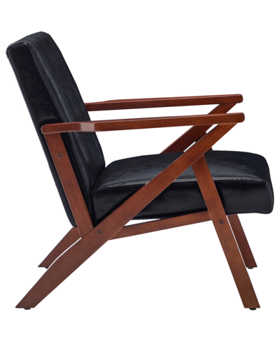 Convenience Concepts 28.5" Faux Leather Cliff Mid-century Modern Accent Armchair In Black Faux Leather,espresso