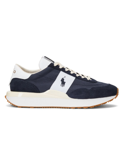 Shop Polo Ralph Lauren Men's Train 89 Pony-embroidered Sneakers In Navy White