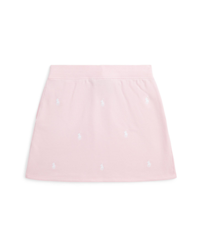 Shop Polo Ralph Lauren Big Girls Polo Pony Terry Skirt In Hint Of Pink,white