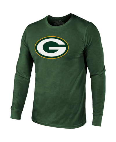 Shop Majestic Men's  Threads Jordan Love Green Green Bay Packers Name And Number Long Sleeve Tri-blend T-s