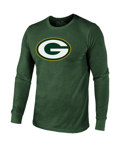 Majestic Men's  Threads Jordan Love Green Green Bay Packers Name And Number Long Sleeve Tri-blend T-s In Green