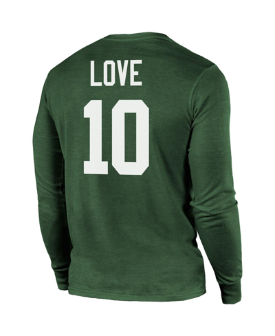Shop Majestic Men's  Threads Jordan Love Green Green Bay Packers Name And Number Long Sleeve Tri-blend T-s