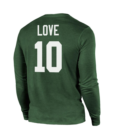 Majestic Men's  Threads Jordan Love Green Green Bay Packers Name And Number Long Sleeve Tri-blend T-s In Green