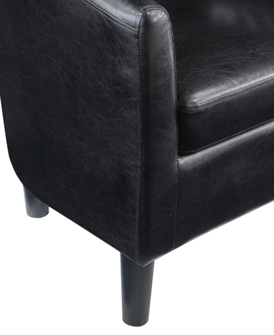 Convenience Concepts 26.25" Faux Leather Churchill Accent Chair With Ottoman In Black Faux Leather