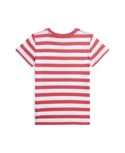 Shop Polo Ralph Lauren Toddler And Little Girls Striped Polo Bear Cotton Jersey T-shirt In Nantucket Red Stripe