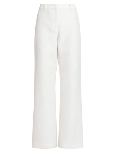 Shop Moschino Women's Wide-leg Cotton Trousers In White
