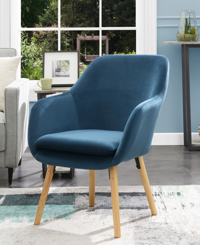 Shop Convenience Concepts 25.25" Flannelette Polyester Charlotte Wingback Accent Armchair In Blue Velvet