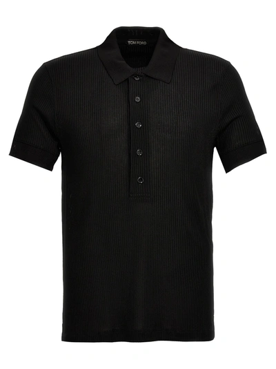 Shop Tom Ford Ribbed  Shirt Polo Black