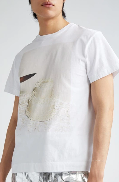 Shop Simone Rocha Cake Cutting Cotton Graphic T-shirt In White