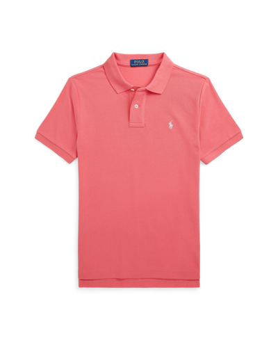 Shop Polo Ralph Lauren Big Boys Classic Fit Cotton Mesh Polo Shirt In Pale Red,pale Blue