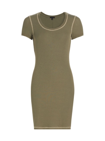 Shop Atm Anthony Thomas Melillo Women's Fitted Rib-knit Minidress In Army