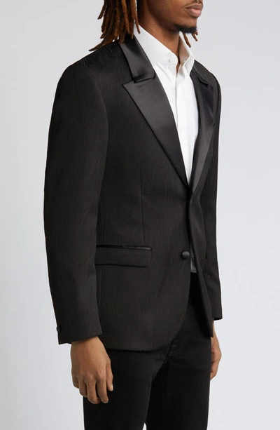 Shop Topman Slim Fit Jacquard Suit Jacket In Black