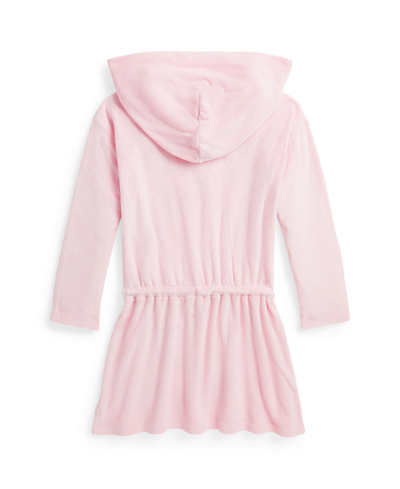 Shop Polo Ralph Lauren Toddler And Little Girls Hooded Terry Cover-up Swimsuit In Hint Of Pink With White