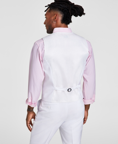 Tayion Collection Men's Classic-fit Solid Suit Vest In White Solid