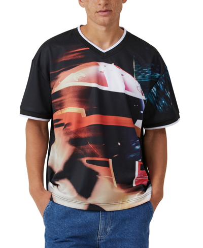 Shop Cotton On Men's Pit Stop V Neck Jersey T-shirt In Black,helmet