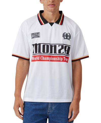 Shop Cotton On Men's Pit Stop Soccer Jersey Loose Fit T-shirt In White,gray - Monza