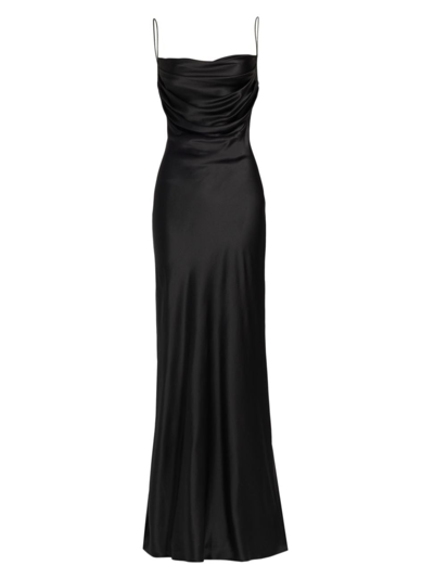 Shop Michael Lo Sordo Women's Silk Satin Cowlneck Slipdress In Black