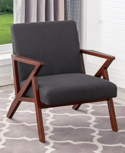 Convenience Concepts 28.5" Polyester Cliff Mid-century Modern Accent Armchair In Dark Gray Fabric,espresso