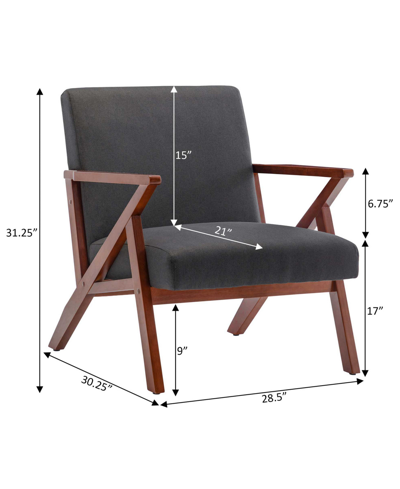 Convenience Concepts 28.5" Polyester Cliff Mid-century Modern Accent Armchair In Dark Gray Fabric,espresso