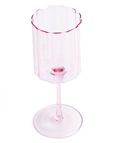 Jeanne Fitz Scalloped Rim Fluted Wine Glasses, Set Of 4 In Pink