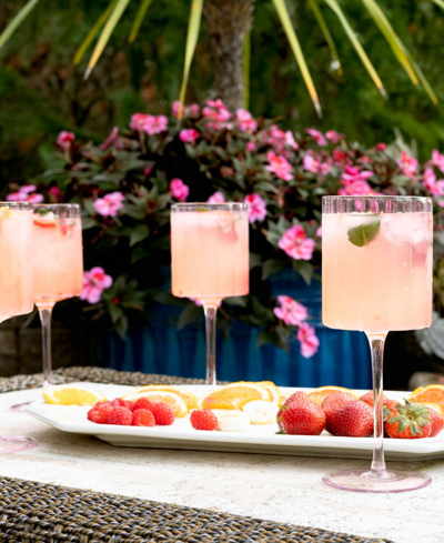 Jeanne Fitz Scalloped Rim Fluted Wine Glasses, Set Of 4 In Pink