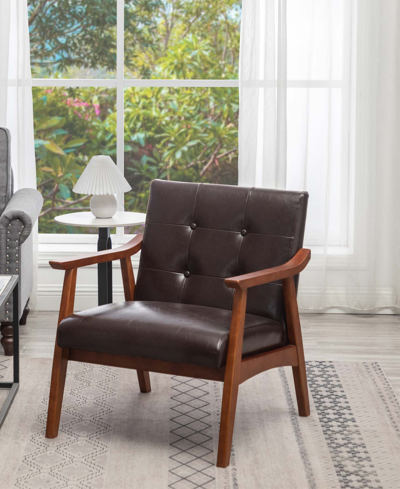 Convenience Concepts 27.5" Faux Leather Natalie Accent Chair In Espresso Faux Leather,espresso