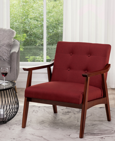 Shop Convenience Concepts 27.5" Faux Linen Natalie Accent Chair In Garnet Red Fabric,espresso
