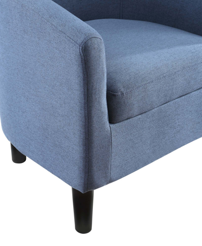 Convenience Concepts 26.25" Faux Linen Churchill Accent Chair With Ottoman In Blue Fabric