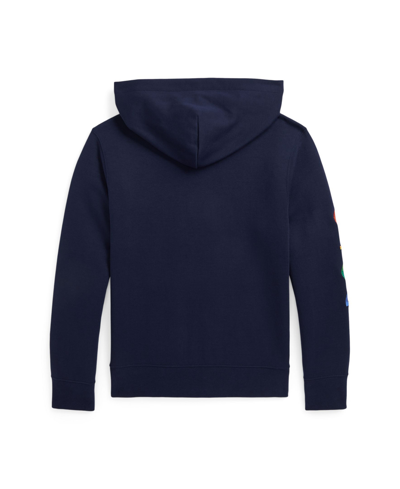 Shop Polo Ralph Lauren Big Boys Ombre Logo Double-knit Hoodie In Cruise Navy