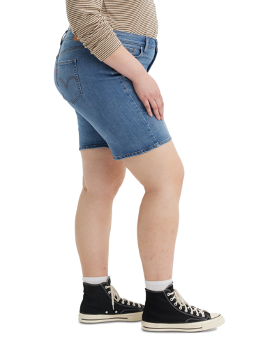 Levi's Plus Size Mid Length Distressed Denim Shorts In What Are We