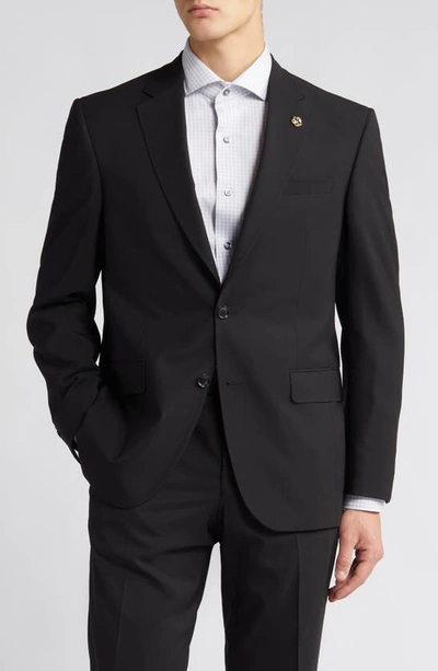 Shop Ted Baker Jay Trim Fit Solid Wool Suit In Black