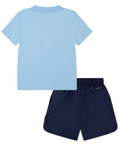 Shop Nike Toddler Boys T-shirt And Woven Shorts, 2 Piece Set In Midnight Navy