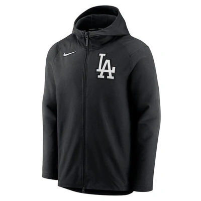 Shop Nike Black Los Angeles Dodgers Authentic Collection Performance Raglan Full-zip Hoodie